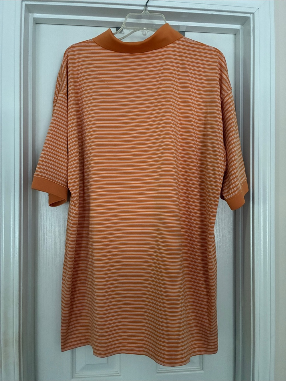 Men's XXL Putterboy Striped Orange Polo with Subtle Logo - Picture 3 of 4